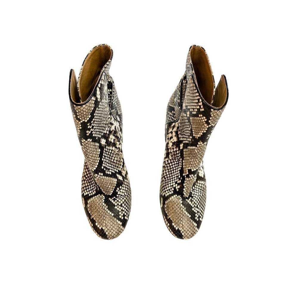 Tory Burch Kira Leather Embossed Bootie Snakeprint Silver Buckles Size 9